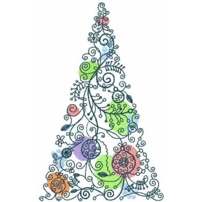 Preview of a Christmas modern tree embroidery design featuring a stylish and festive tree motif for holiday projects.