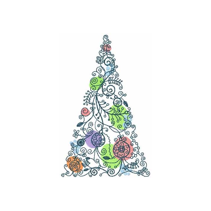 Christmas modern tree embroidery design - Embroidery Design
