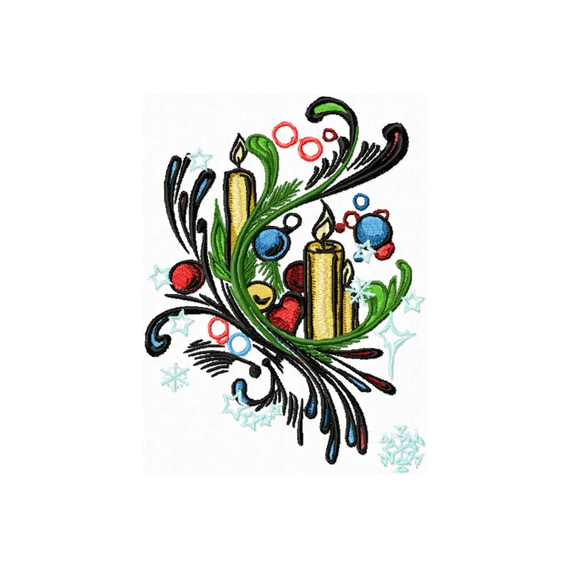 Preview of the Candles on the Christmas Tree embroidery design featuring festive stitched motifs for holiday projects.