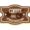 Vintage Coffee label embroidery design featuring a classic logo, ideal for stitching on tote bags or aprons.