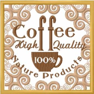 Vintage Coffee Label embroidery design - Embroidery Design