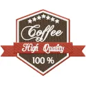 Coffee label embroidery design showcasing intricate stitching patterns for beverage-themed projects.