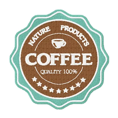 Preview of Coffee Labels American Classic style embroidery design for food and beverage projects.