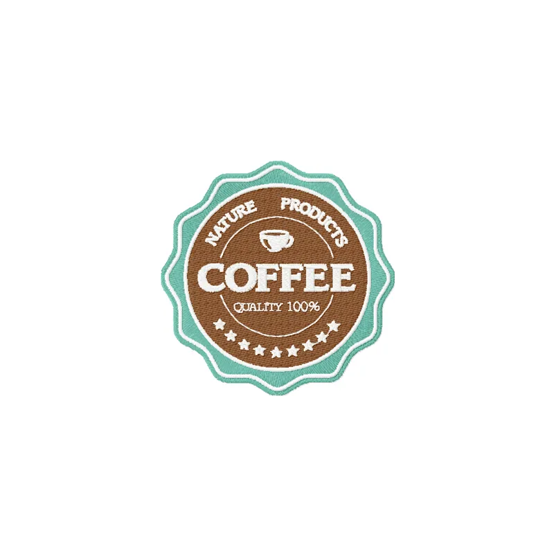 Preview of Coffee Labels American Classic style embroidery design for food and beverage projects.