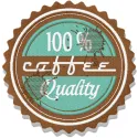 Coffee label with spots embroidery design showcasing a unique stitching pattern for beverage-themed projects.