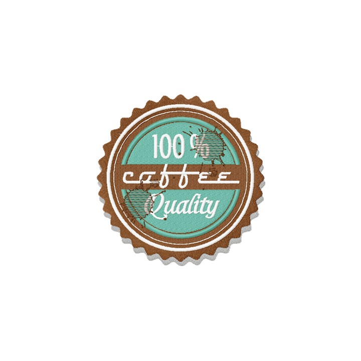 Coffee Label with spots embroidery design - Embroidery Design