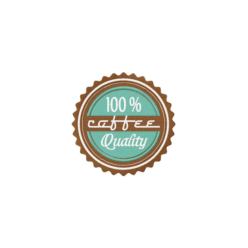 50s style coffee labels embroidery design showcasing retro motifs for creative stitching on various fabric items.
