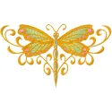 Celtic Dragonfly embroidery design featuring intricate patterns, perfect for stitching on t-shirts or tote bags.