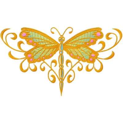 Celtic Dragonfly embroidery design featuring intricate patterns, perfect for stitching on t-shirts or tote bags.