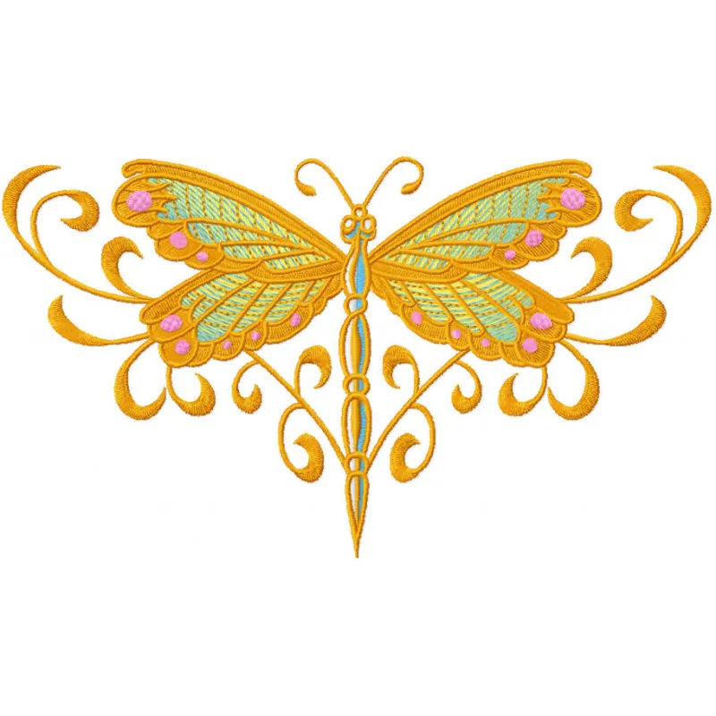 Celtic Dragonfly embroidery design featuring intricate patterns, perfect for stitching on t-shirts or tote bags.