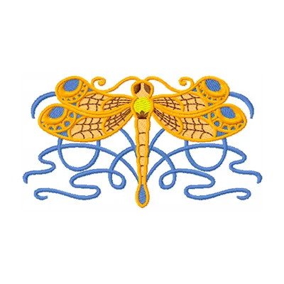 Fashion Celtic Dragonfly embroidery design showcasing intricate stitching patterns suitable for various fabric projects.