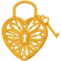 Tiffany Keylock embroidery design featuring a romantic key and lock motif, ideal for Valentine's Day projects.