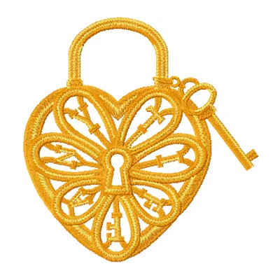 Tiffany Keylock embroidery design featuring a romantic key and lock motif, ideal for Valentine's Day projects.