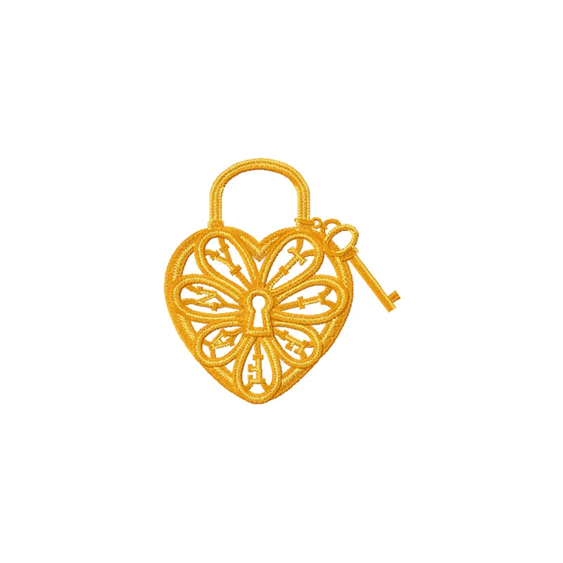 Tiffany Keylock embroidery design featuring a romantic key and lock motif, ideal for Valentine's Day projects.