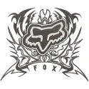 Fox Racing tribal logo embroidery design preview showcasing intricate details and vibrant colors.