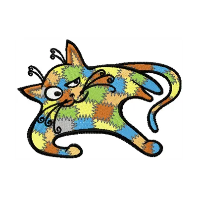 Patches Cat game embroidery design showcasing a playful cat motif, ideal for stitching on t-shirts and tote bags.