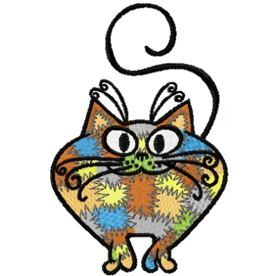 I*m Patches Cat embroidery design featuring a playful cat motif, ideal for stitching on t-shirts and tote bags.