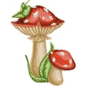 Amanita mushroom embroidery design featuring intricate details, perfect for enhancing t-shirts or tote bags.