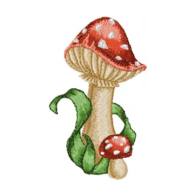 Amanita small mushroom embroidery design featuring intricate stitching patterns for creative projects.