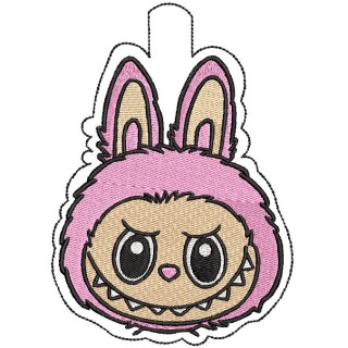 Labubu Face Snaptab embroidery design - Embroidery Design