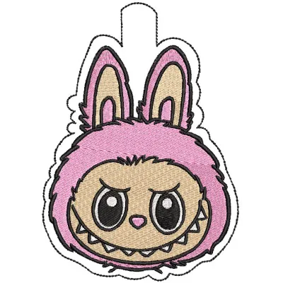 Labubu Face embroidery design preview showcasing vibrant colors and detailed stitching pattern.