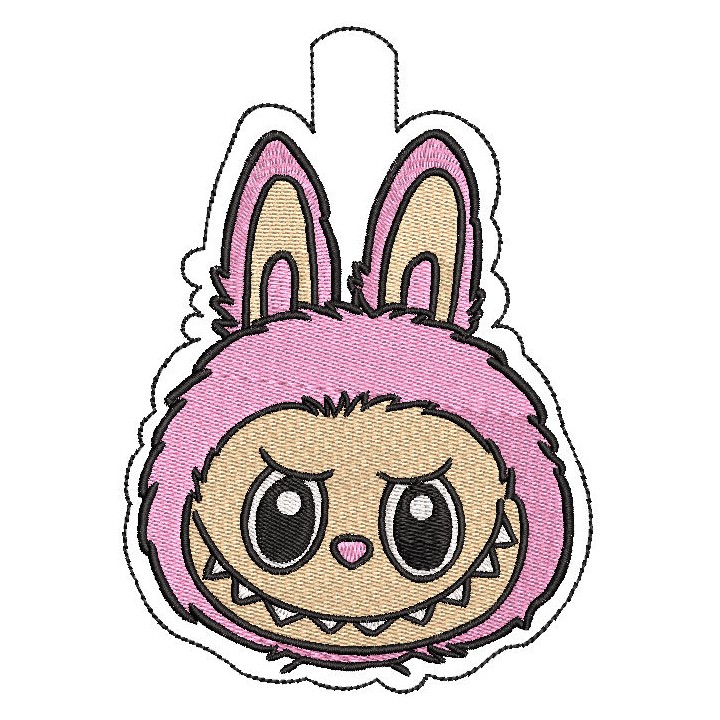 Labubu Face Snaptab embroidery design - Embroidery Design