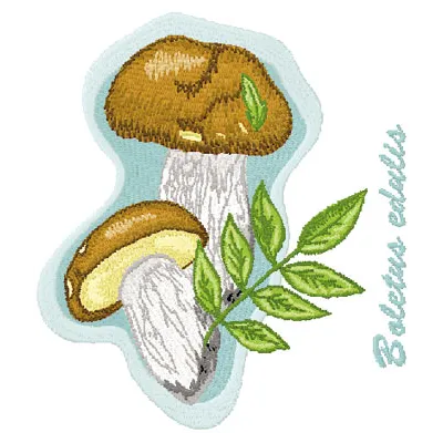 Boletus Edulis embroidery design preview featuring detailed mushroom stitching pattern