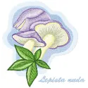 Lepista nuda embroidery design showcasing a delicate mushroom motif, ideal for various fabric projects.