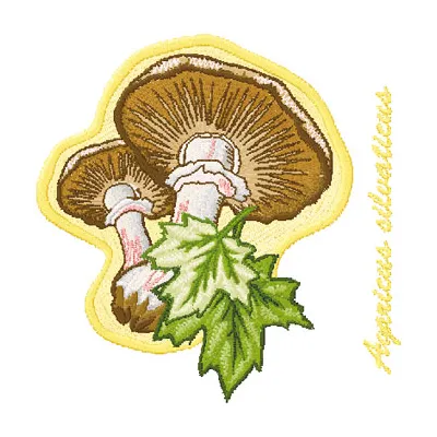 Agaricus silvaticus embroidery design showcasing a detailed mushroom motif for creative stitching projects.