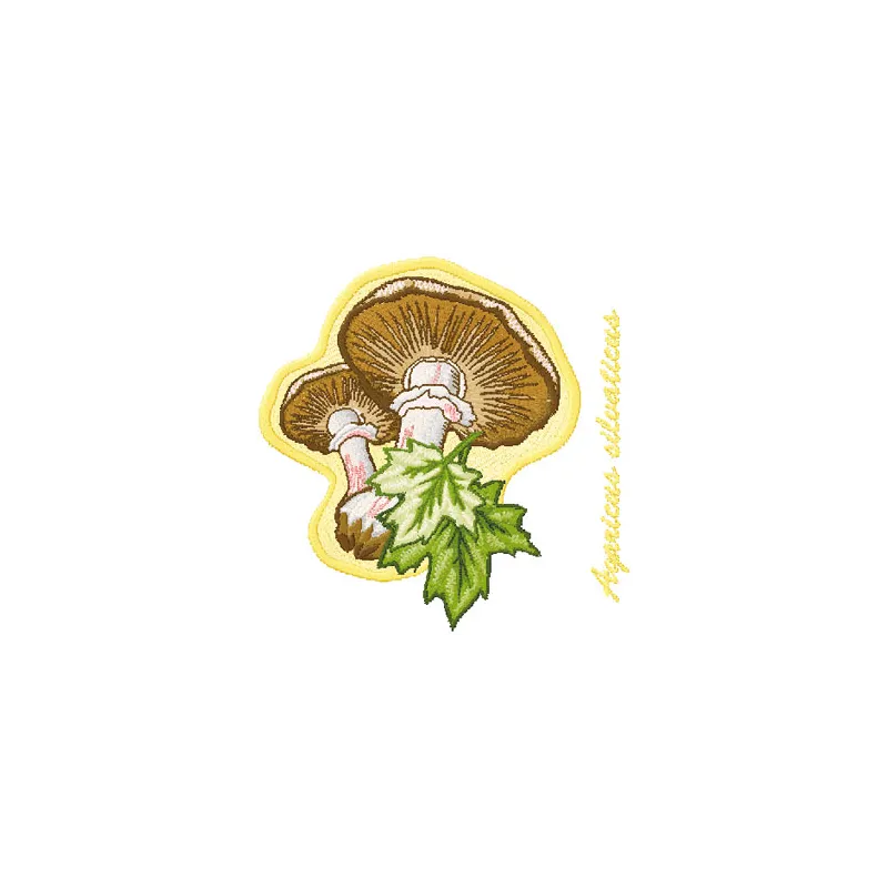 Agaricus silvaticus embroidery design showcasing a detailed mushroom motif for creative stitching projects.
