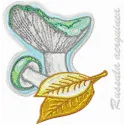 Russula Aeruginea embroidery design featuring a detailed mushroom motif, ideal for creative projects and stitching.