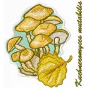 Preview of Kuehneromyces mutabilis embroidery design featuring intricate mushroom motifs for creative stitching.