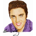 Elvis Presley embroidery design featuring iconic music motifs, perfect for stitching on apparel and accessories.