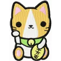 Maneki Neko lucky kitty embroidery design showcasing an adorable Oriental stitched motif for various projects.