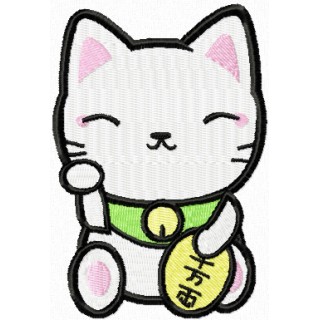 Maneki Neko clever kitty embroidery design - Embroidery Design