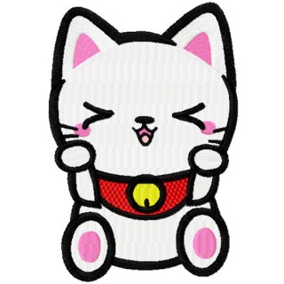 Maneki Neko cute kitty embroidery design - Embroidery Design