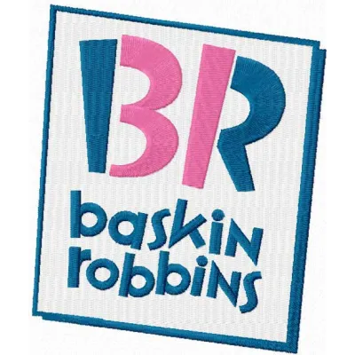Baskin-Robbins logo embroidery design showcasing vibrant colors and intricate details for creative stitching projects.