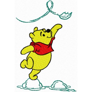 Winnie Pooh with leaves embroidery design - Embroidery Design