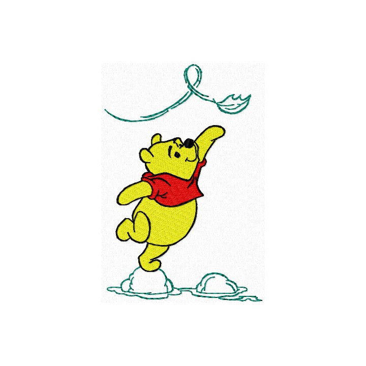 Winnie Pooh with leaves embroidery design - Embroidery Design