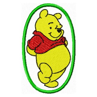 Winnie Pooh in oval frame embroidery design - Embroidery Design