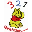 Winnie Pooh numerate embroidery design featuring playful motifs of Winnie the Pooh, Piglet, and Tigger.