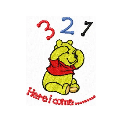 Winnie Pooh numerate embroidery design featuring playful motifs of Winnie the Pooh, Piglet, and Tigger.