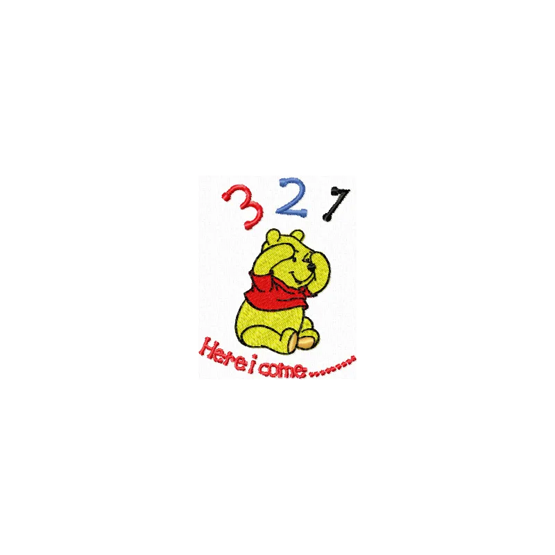 Winnie Pooh numerate embroidery design featuring playful motifs of Winnie the Pooh, Piglet, and Tigger.