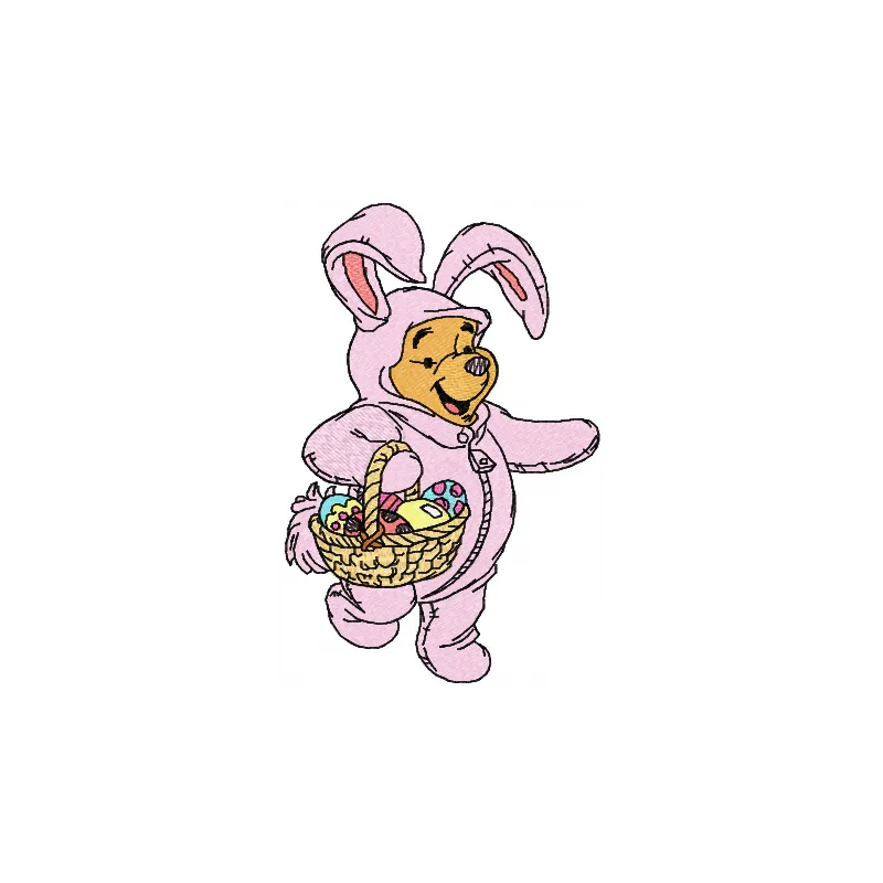 Easter bunny embroidery design featuring a cute bunny motif, perfect for embellishing t-shirts and baby onesies.
