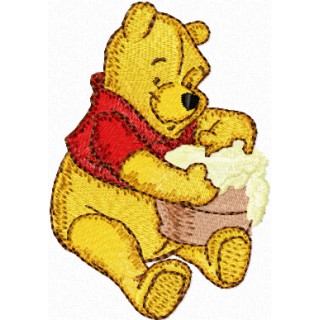 Winnie Pooh with honey embroidery design - Embroidery Design