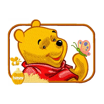 Winnie Pooh 'Have a Good Day' embroidery design showcasing cheerful motifs of Pooh, Piglet, and Tigger.