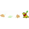 Winnie Pooh with leaves embroidery design featuring Pooh surrounded by greenery, perfect for stitching on various fabrics.