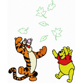 Winnie Pooh and Tigger playing embroidery design - Embroidery Design