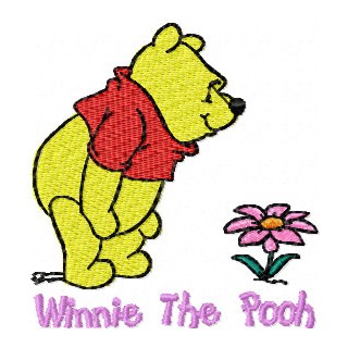 Winnie Pooh with flower 4 embroidery design - Embroidery Design