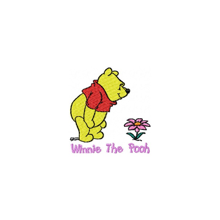 Winnie Pooh with flower 4 embroidery design - Embroidery Design